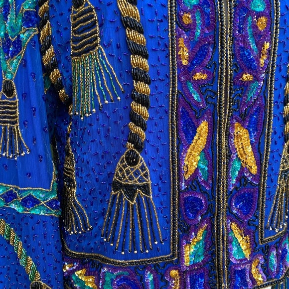 Exquisite Vintage Beaded Evening Jacket or Top SZ M - Picture 4 of 8